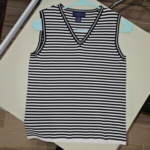 Charter Club Black and White Stripe Sleeveless Tank Top - Size PS